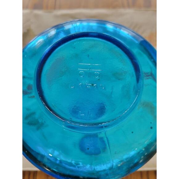 Vintage Blue Glass Decanter Vase, No Stopper, Japan 9-1/4" Tall - Picture 4 of 5